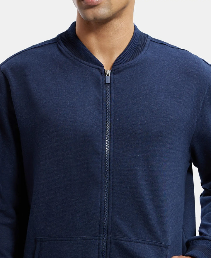 Super Combed Cotton Rich Fleece Jacket With StayWarm Technology - Navy & New Marine-6