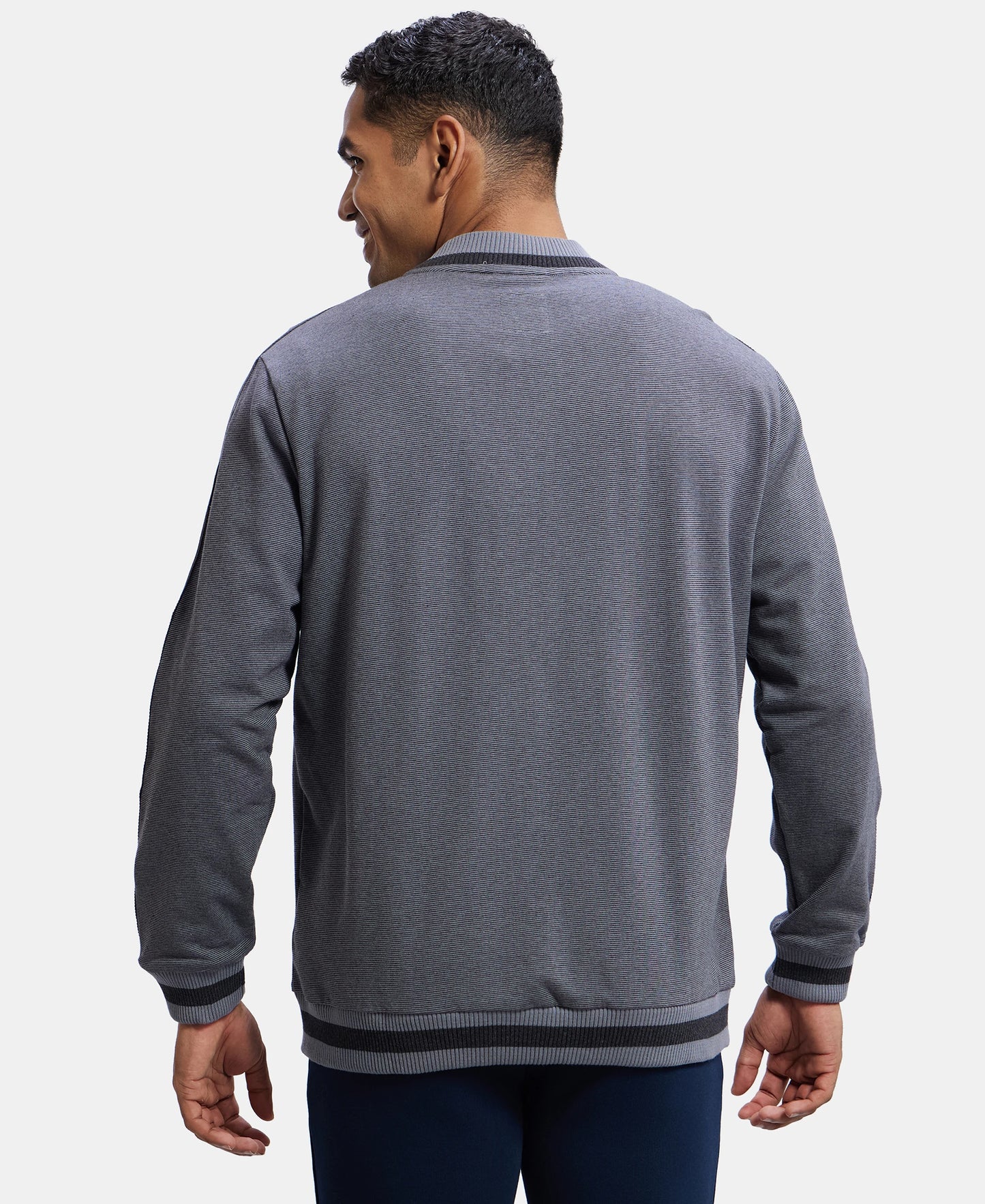 Super Combed Cotton Rich Fleece Jacket With StayWarm Technology - Performance Grey / Charcoal Melange-3
