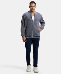 Super Combed Cotton Rich Fleece Jacket With StayWarm Technology - Performance Grey / Charcoal Melange-4
