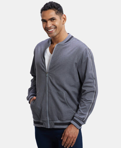 Super Combed Cotton Rich Fleece Jacket With StayWarm Technology - Performance Grey / Charcoal Melange-5