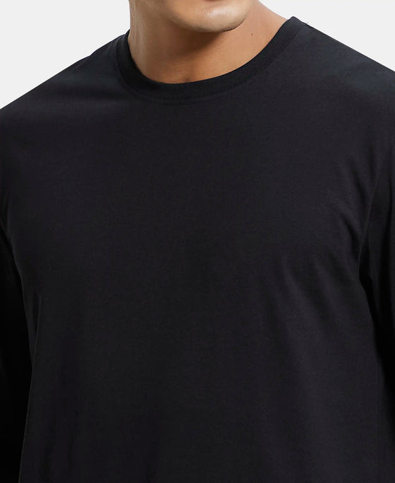 Super Combed Cotton Rich Solid Round Neck Full Sleeve T-Shirt - Black-6
