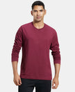 Super Combed Cotton Rich Solid Round Neck Full Sleeve T-Shirt - Burgundy-1