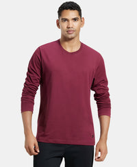 Super Combed Cotton Rich Solid Round Neck Full Sleeve T-Shirt - Burgundy-1