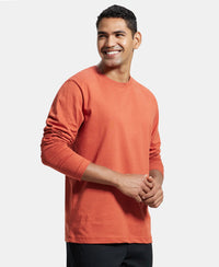 Super Combed Cotton Rich Solid Round Neck Full Sleeve T-Shirt - Cinnabar-2