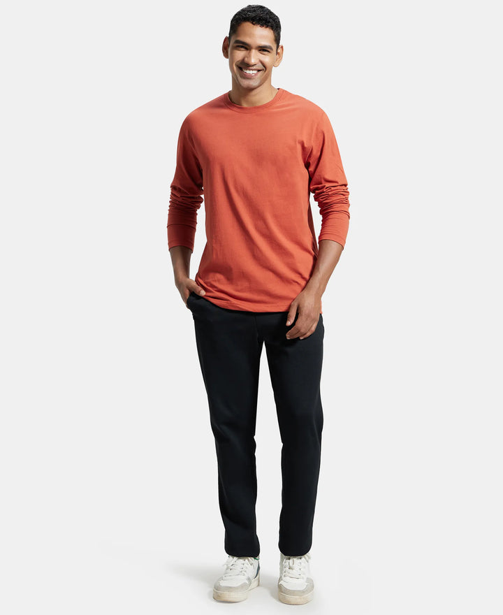Super Combed Cotton Rich Solid Round Neck Full Sleeve T-Shirt - Cinnabar-4