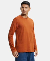 Super Combed Cotton Rich Solid Round Neck Full Sleeve T-Shirt - Ginger Bread-2