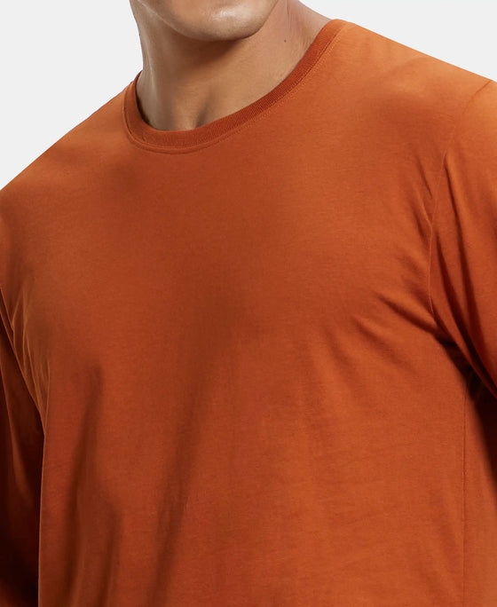 Super Combed Cotton Rich Solid Round Neck Full Sleeve T-Shirt - Ginger Bread-7