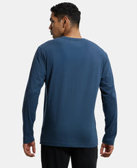 Super Combed Cotton Rich Solid Round Neck Full Sleeve T-Shirt - Mid Night Navy-3