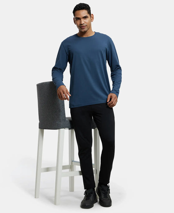 Super Combed Cotton Rich Solid Round Neck Full Sleeve T-Shirt - Mid Night Navy-6