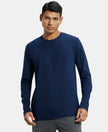 Super Combed Cotton Rich Solid Round Neck Full Sleeve T-Shirt - Navy-1