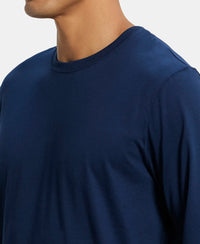 Super Combed Cotton Rich Solid Round Neck Full Sleeve T-Shirt - Navy-6