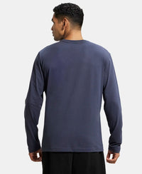 Super Combed Cotton Rich Solid Round Neck Full Sleeve T-Shirt - Odyssey grey-3