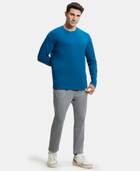 Super Combed Cotton Rich Solid Round Neck Full Sleeve T-Shirt - Seaport Teal-4