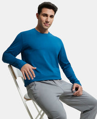 Super Combed Cotton Rich Solid Round Neck Full Sleeve T-Shirt - Seaport Teal-5