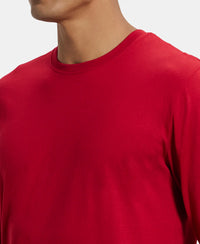 Super Combed Cotton Rich Solid Round Neck Full Sleeve T-Shirt - Shanghai Red-6