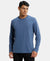 Super Combed Cotton Rich Solid Round Neck Full Sleeve T-Shirt - Vintage Indigo-1