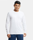 Super Combed Cotton Rich Solid Round Neck Full Sleeve T-Shirt - White-1