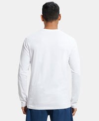 Super Combed Cotton Rich Solid Round Neck Full Sleeve T-Shirt - White-3