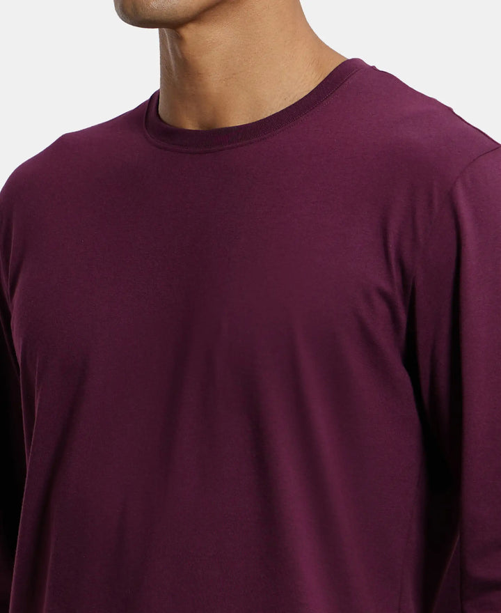 Super Combed Cotton Rich Solid Round Neck Full Sleeve T-Shirt - Wine Tasting-7