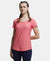 Tactel Microfiber Elastane Relaxed Fit Solid Curved Hem Styled Half Sleeve T-Shirt - Coral Melange-1
