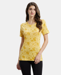 Micro Modal Cotton Relaxed Fit Printed Round Neck Half Sleeve T-Shirt - Banana Cream-1