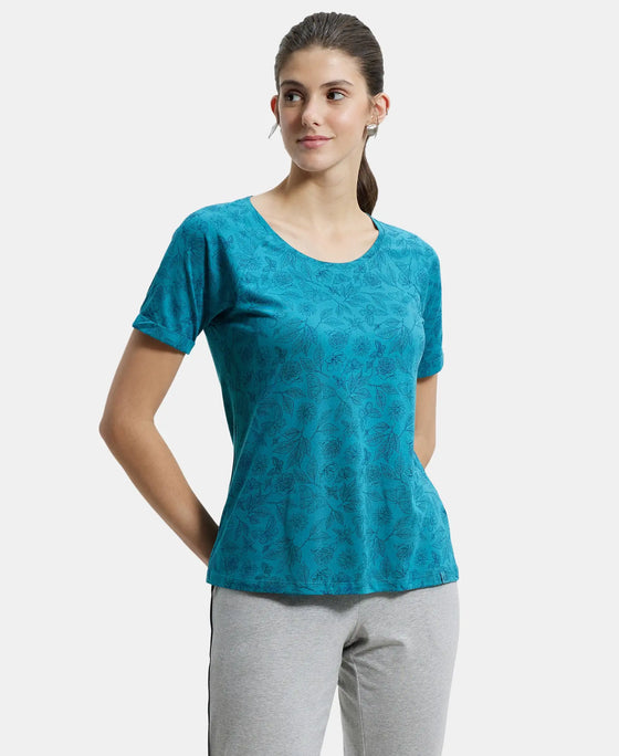 Micro Modal Cotton Relaxed Fit Printed Round Neck Half Sleeve T-Shirt - Biscaybay-1