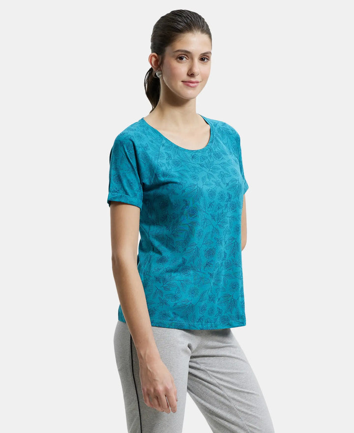 Micro Modal Cotton Relaxed Fit Printed Round Neck Half Sleeve T-Shirt - Biscaybay-2
