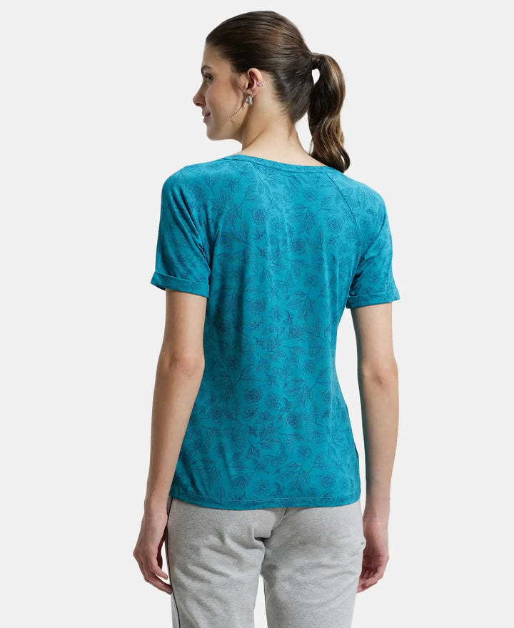 Micro Modal Cotton Relaxed Fit Printed Round Neck Half Sleeve T-Shirt - Biscaybay-3