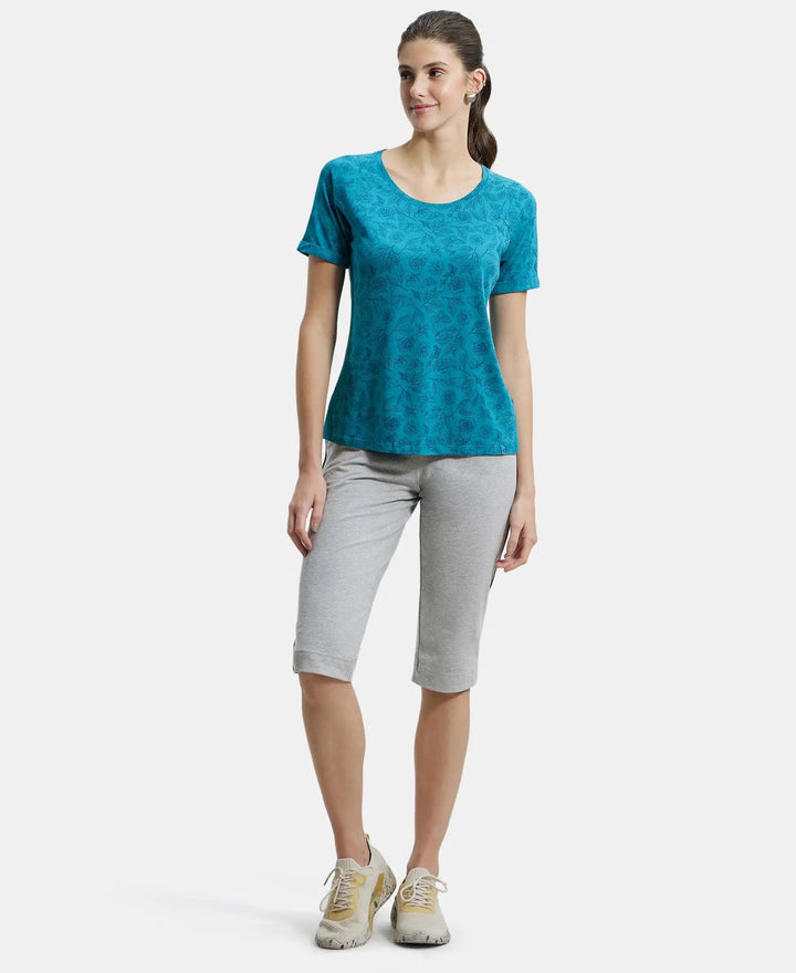 Micro Modal Cotton Relaxed Fit Printed Round Neck Half Sleeve T-Shirt - Biscaybay-4