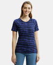 Micro Modal Cotton Relaxed Fit Printed Round Neck Half Sleeve T-Shirt - Classic Navy-1