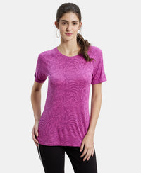 Micro Modal Cotton Relaxed Fit Printed Round Neck Half Sleeve T-Shirt - Lavender Scent-5