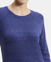 Super Combed Cotton Viscose Elastane Regular Fit Solid Round Neck Three Quarter Sleeve T-Shirt - Imperial Blue Snow Melange-6