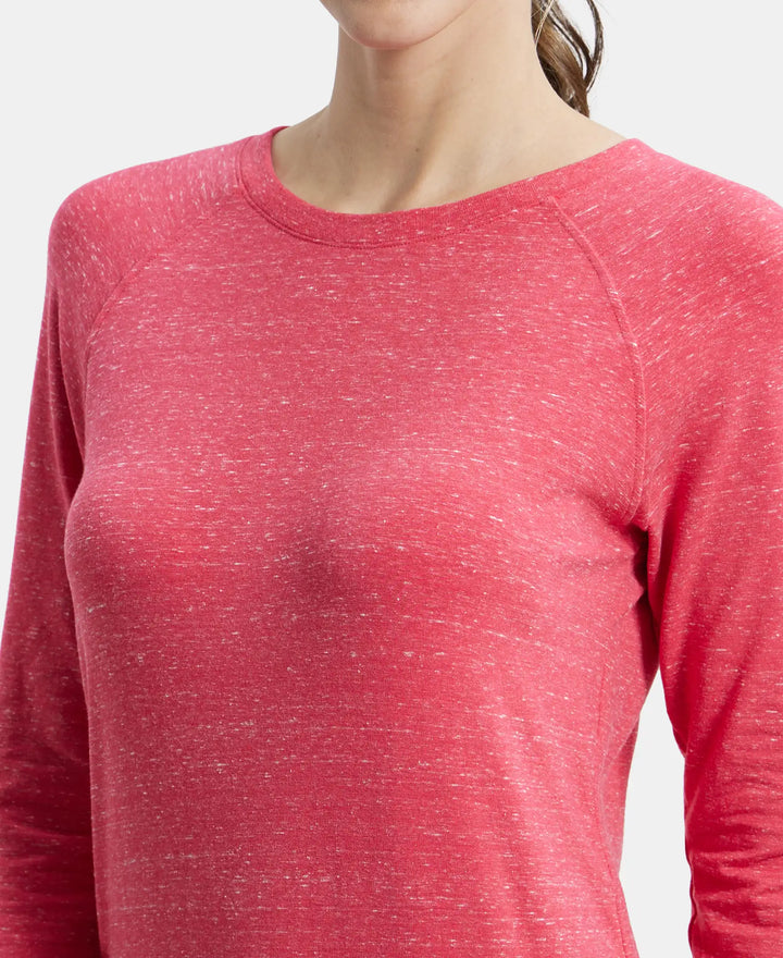 Super Combed Cotton Viscose Elastane Regular Fit Solid Round Neck Three Quarter Sleeve T-Shirt - Ruby Snow Melange-7