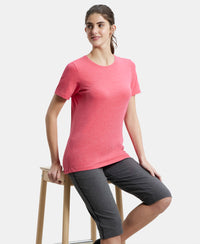 Super Combed Cotton Elastane Stretch Regular Fit Solid Round Neck Half Sleeve T-Shirt - Ruby Snow Melange-6