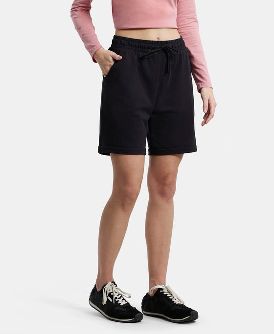 Super Combed Cotton Rich Regular Fit Shorts with Side Pockets - Black-2