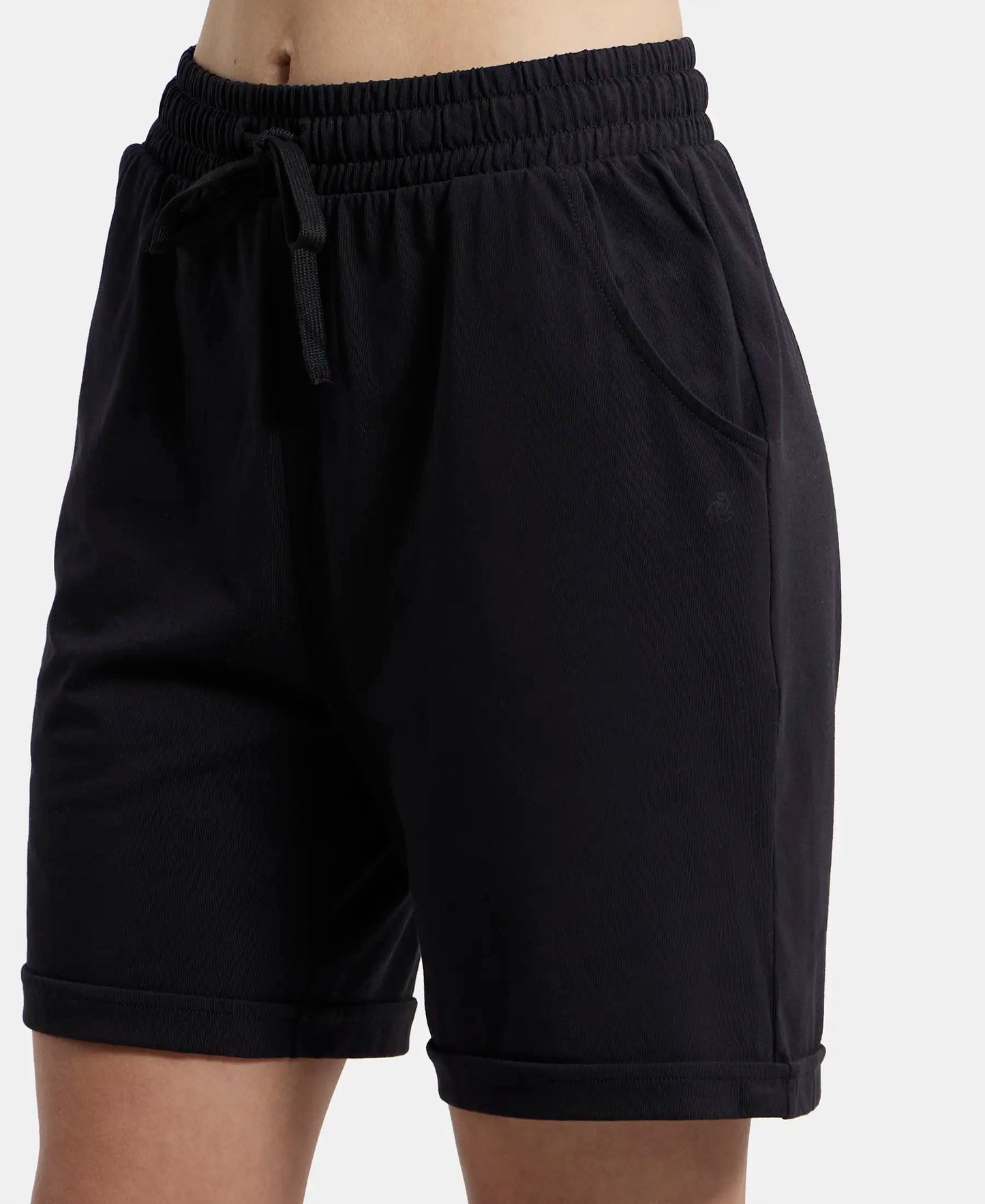 Super Combed Cotton Rich Regular Fit Shorts with Side Pockets - Black-6