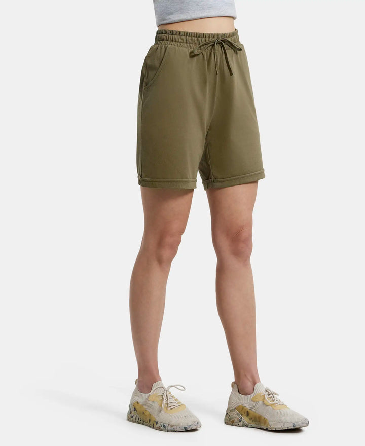 Super Combed Cotton Rich Regular Fit Shorts with Side Pockets - Burnt Olive-2