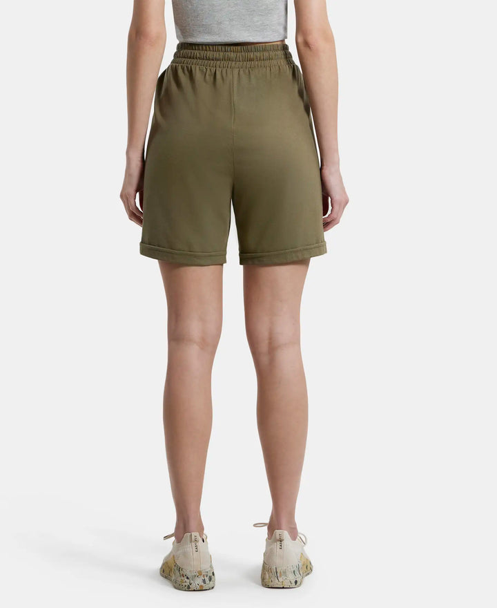 Super Combed Cotton Rich Regular Fit Shorts with Side Pockets - Burnt Olive-3