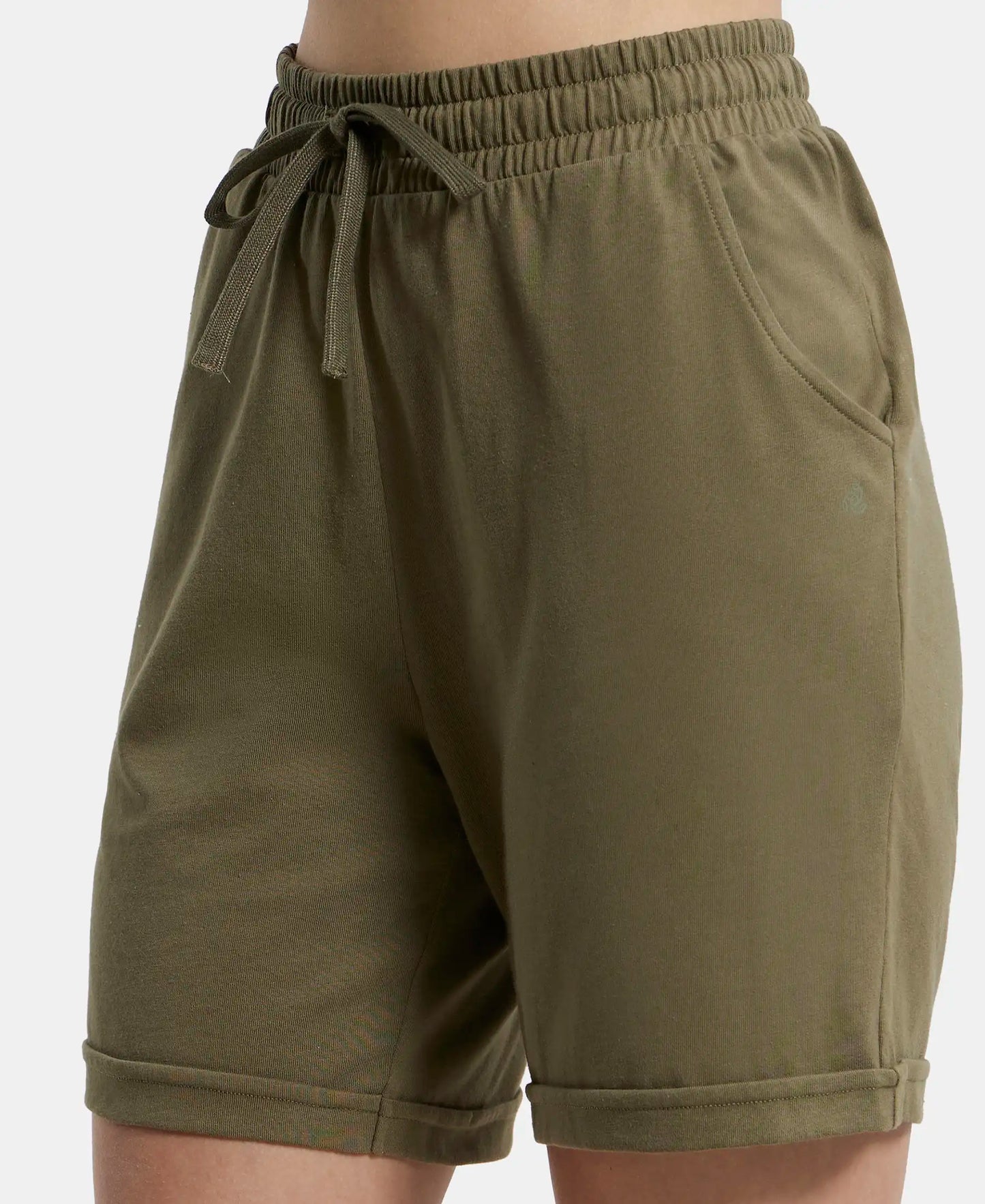 Super Combed Cotton Rich Regular Fit Shorts with Side Pockets - Burnt Olive-7