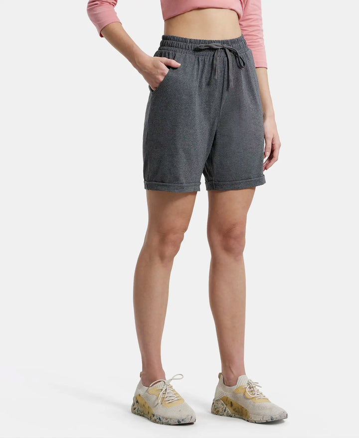 Super Combed Cotton Rich Regular Fit Shorts with Side Pockets - Charcoal Melange-2
