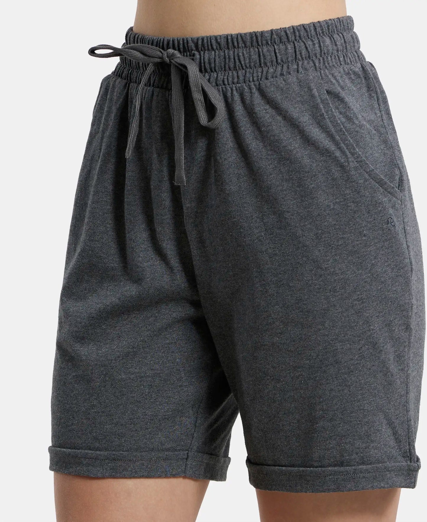Super Combed Cotton Rich Regular Fit Shorts with Side Pockets - Charcoal Melange-7
