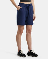 Super Combed Cotton Rich Regular Fit Shorts with Side Pockets - Ink Blue Melange-2