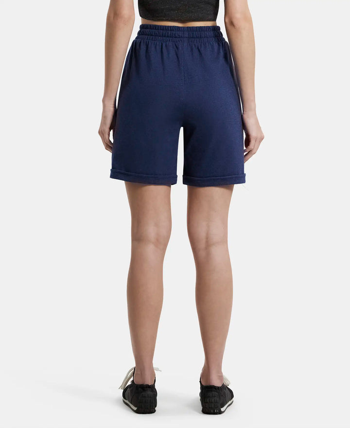 Super Combed Cotton Rich Regular Fit Shorts with Side Pockets - Ink Blue Melange-3