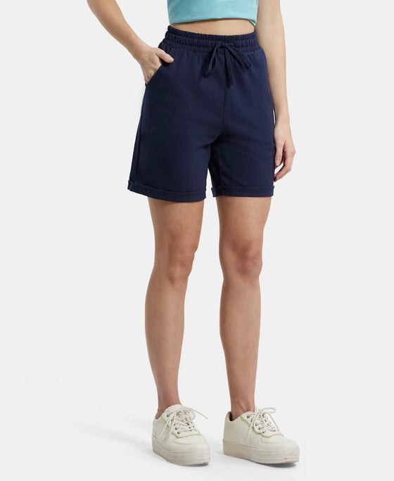 Super Combed Cotton Rich Regular Fit Shorts with Side Pockets - Navy Blazer-2