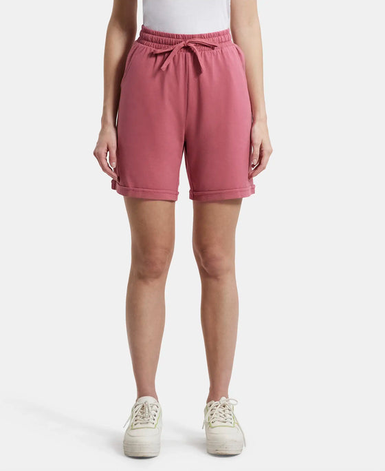 Super Combed Cotton Rich Regular Fit Shorts with Side Pockets - Rose Wine-1