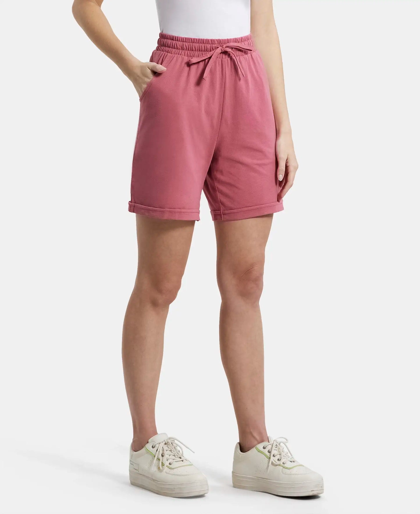 Super Combed Cotton Rich Regular Fit Shorts with Side Pockets - Rose Wine-2