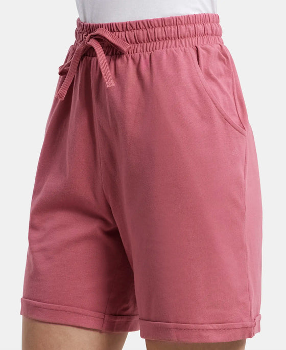 Super Combed Cotton Rich Regular Fit Shorts with Side Pockets - Rose Wine-6