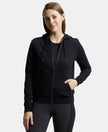 Super Combed Cotton French Terry Fabric Hoodie Jacket with Side Pockets - Black-1