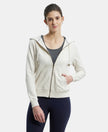 Super Combed Cotton French Terry Fabric Hoodie Jacket with Side Pockets - Cream Melange-1