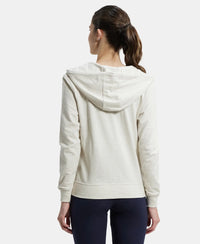 Super Combed Cotton French Terry Fabric Hoodie Jacket with Side Pockets - Cream Melange-3